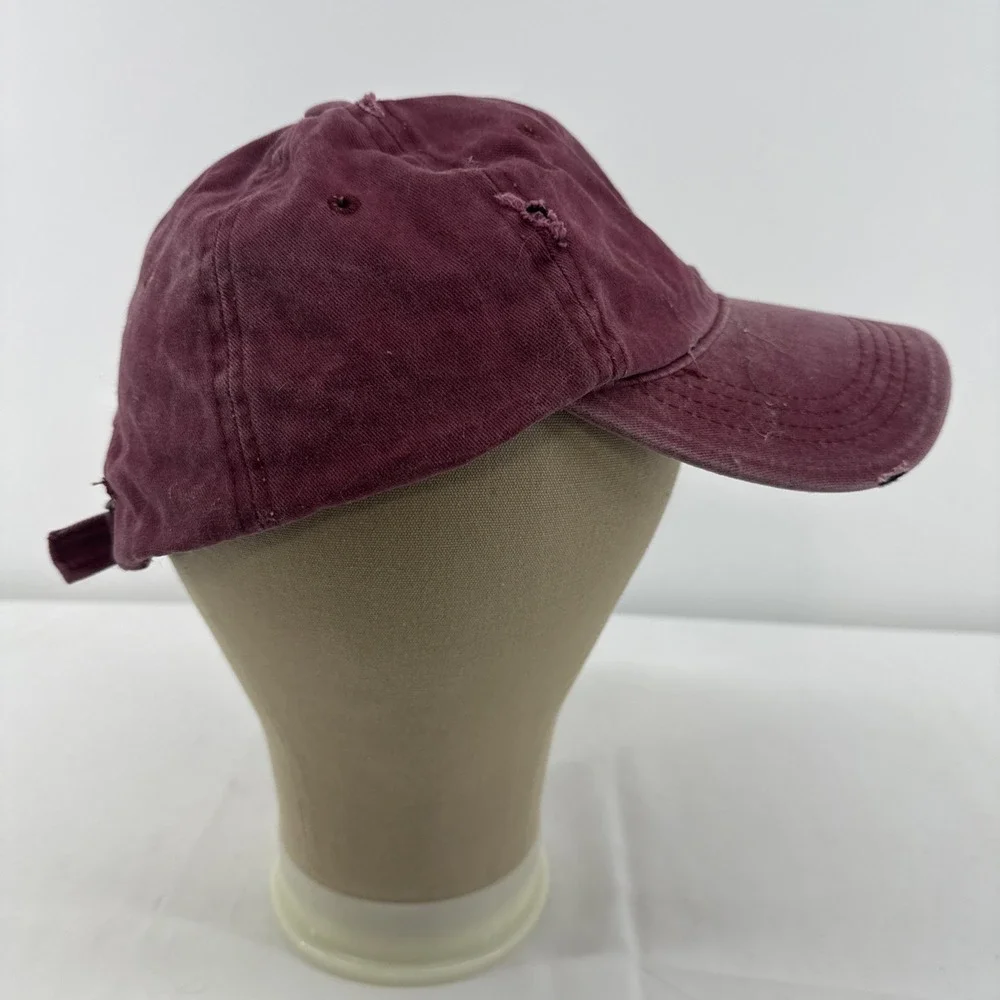 Carbon Elements Women's Baseball Cap Hat Adult Adjustable Burgandy Distressed